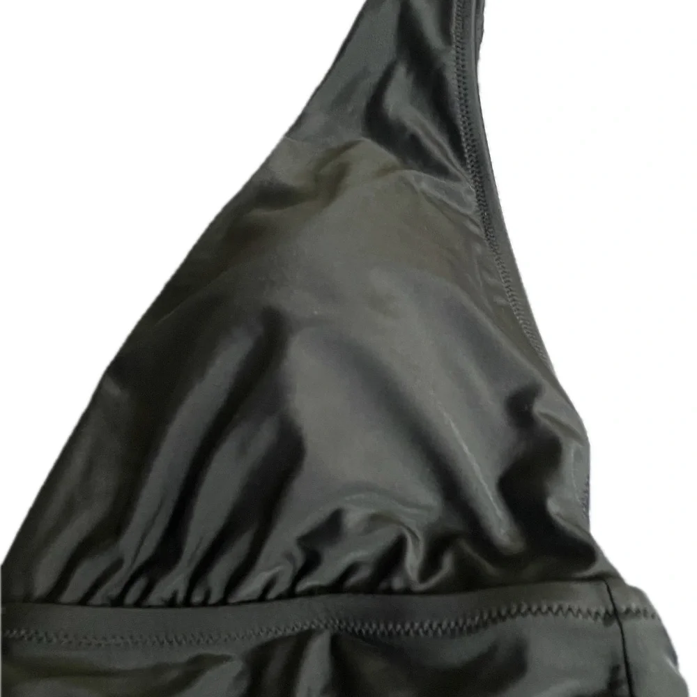 NWT J Crew Classic Black Ruched V-neck One-Piece Swimsuit Size L